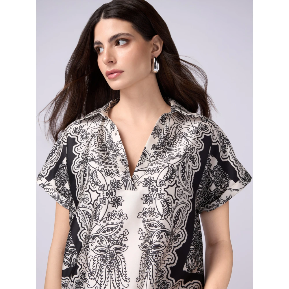 Oltre Fantasie satijnen blouse Multicolor Dames