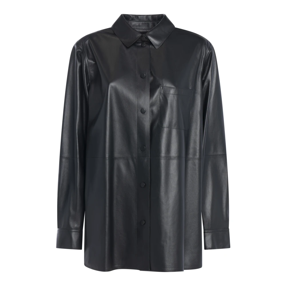 Yves Salomon Women's Black Lambskin Shirt Jacket