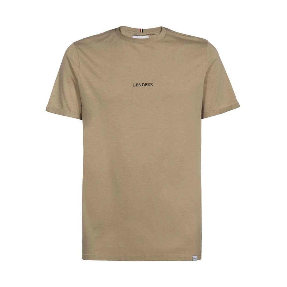 Les Deux Contrasterend Logo Katoenen T-Shirt Beige Heren