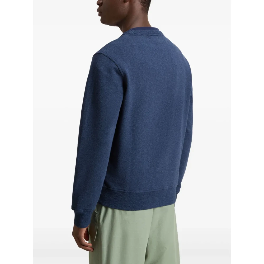 Woolrich Blauwe Geribbelde Trui met Bedrukt Logo Blue Heren