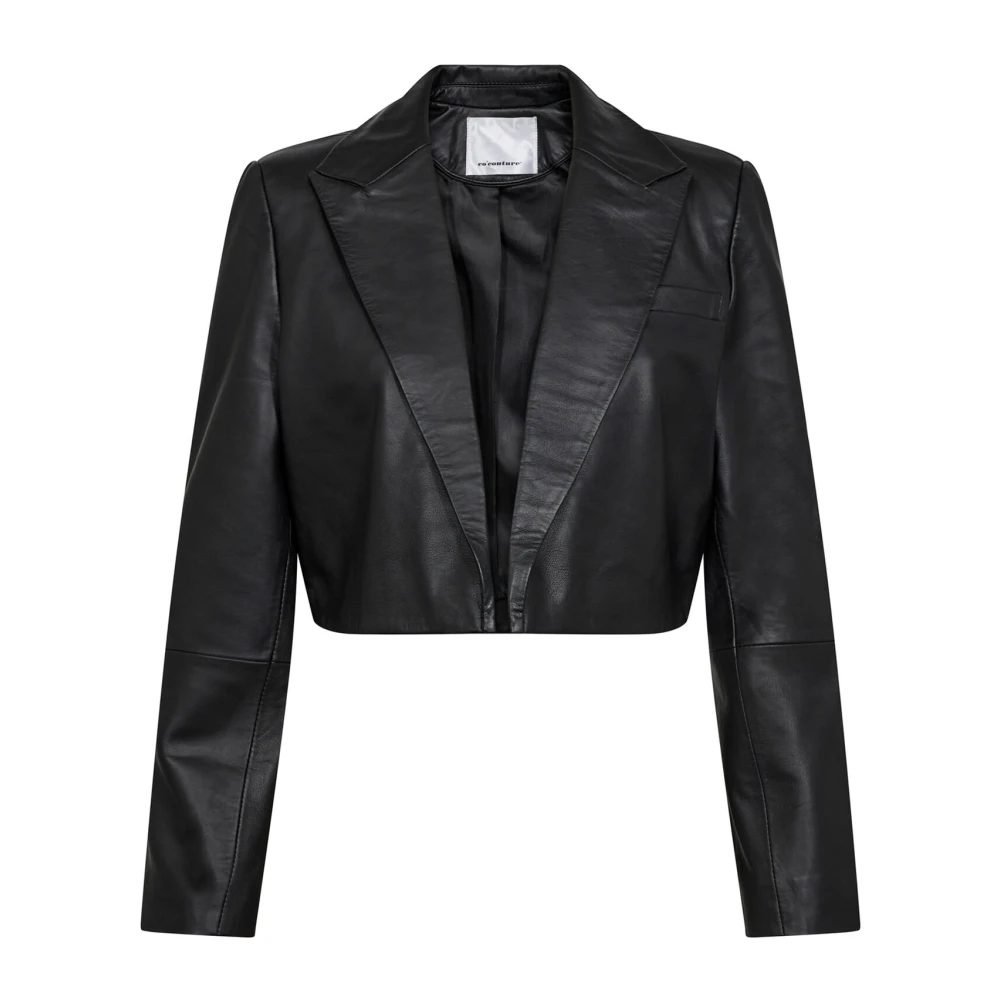 Co'Couture Phoebecc Leather Crop Blazer Black Dames