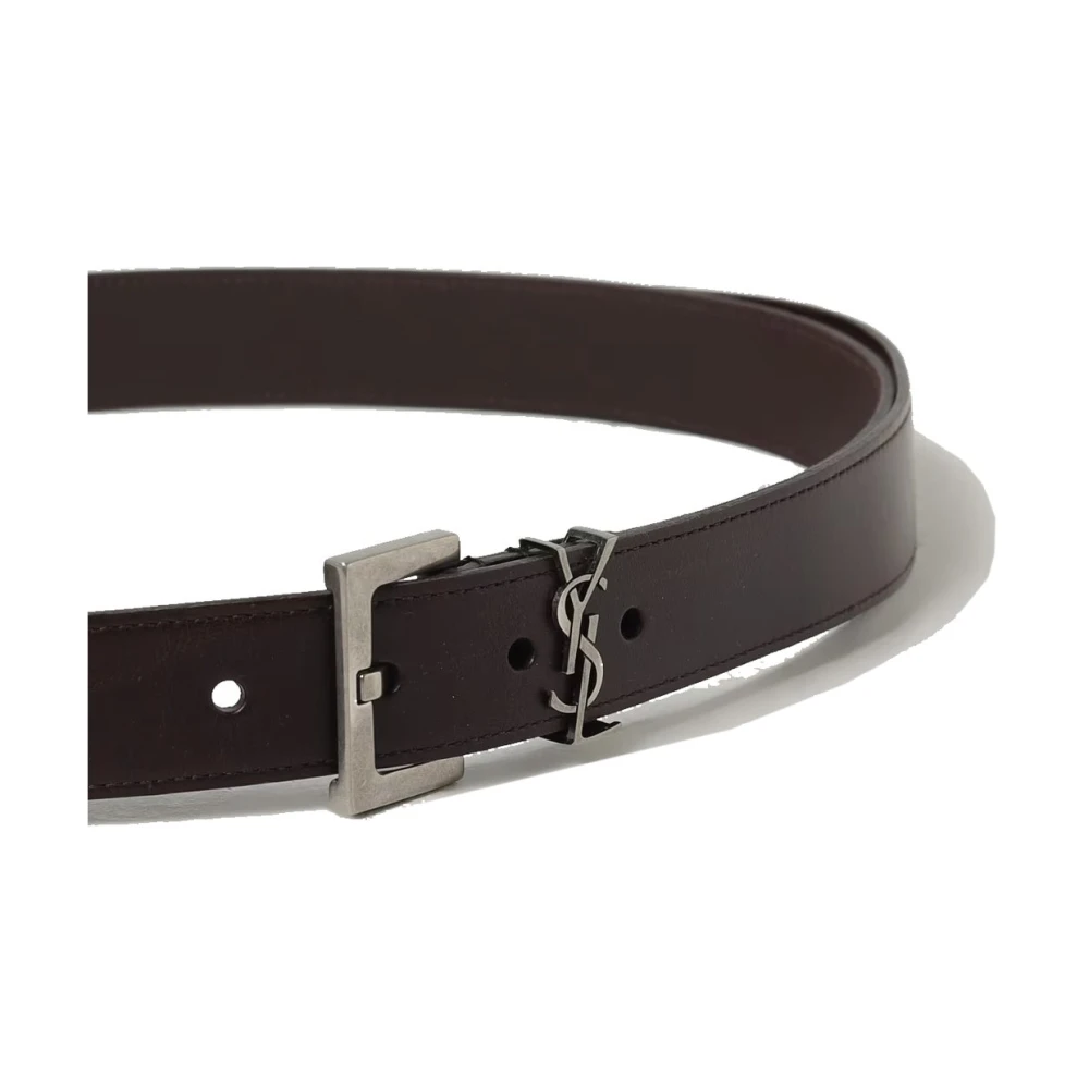 Saint Laurent Bruin Leren Riem Stijlvol Accessoire Brown Heren