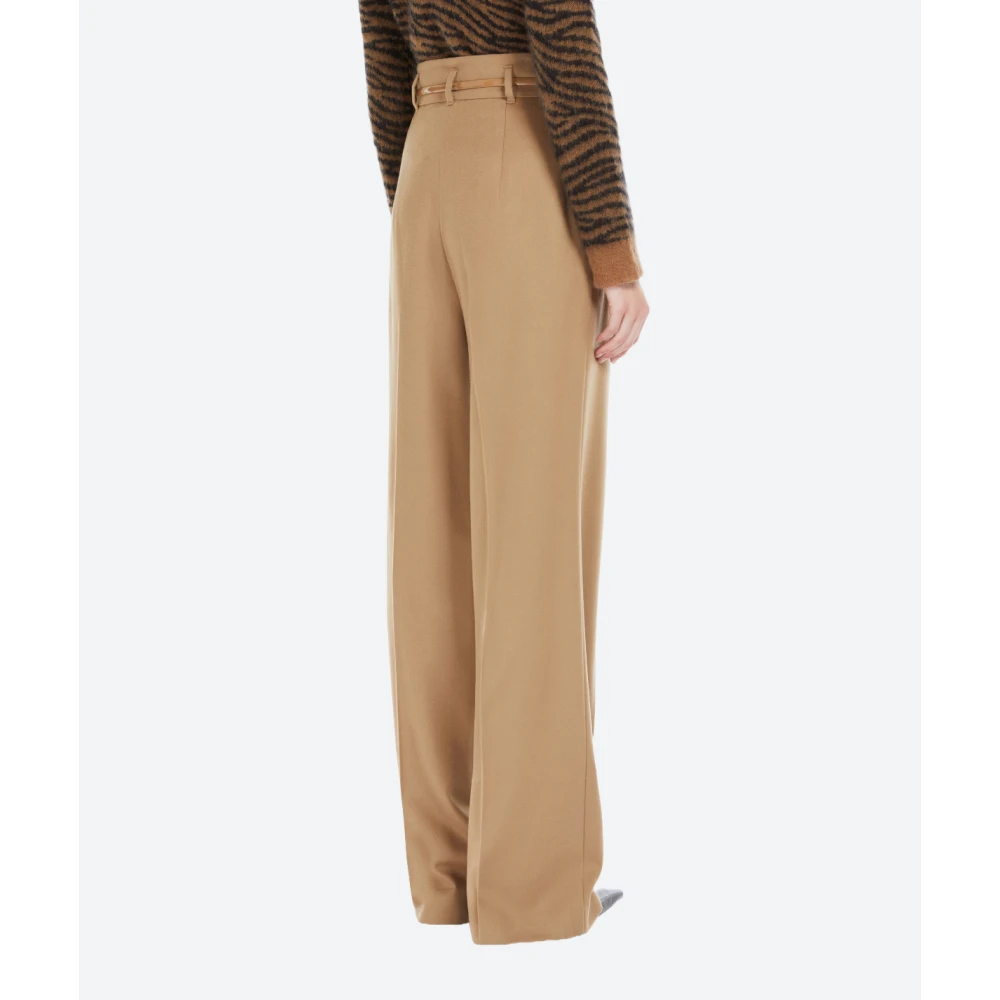 Max Mara Studio Wollen broek met rechte pijpen Brown Dames