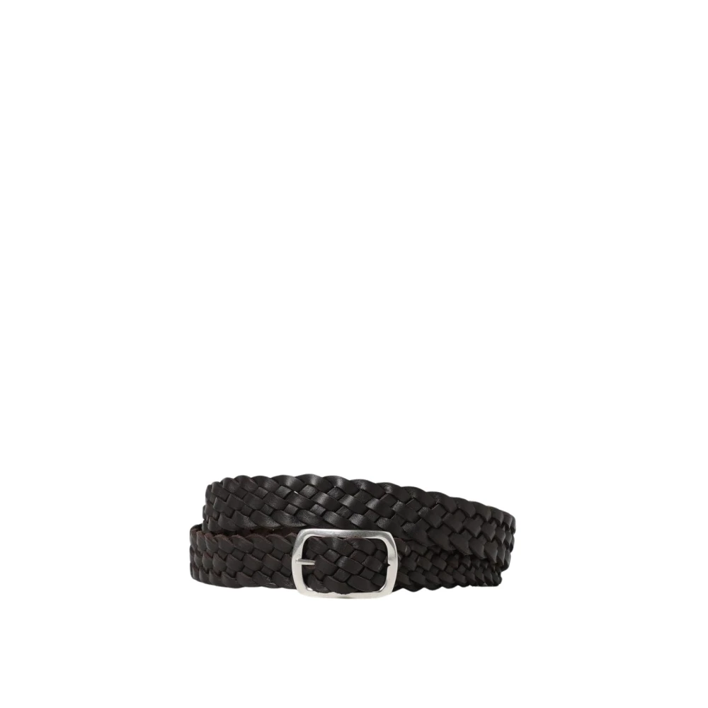 Orciani Men's Black Braided Leather Belt Medium