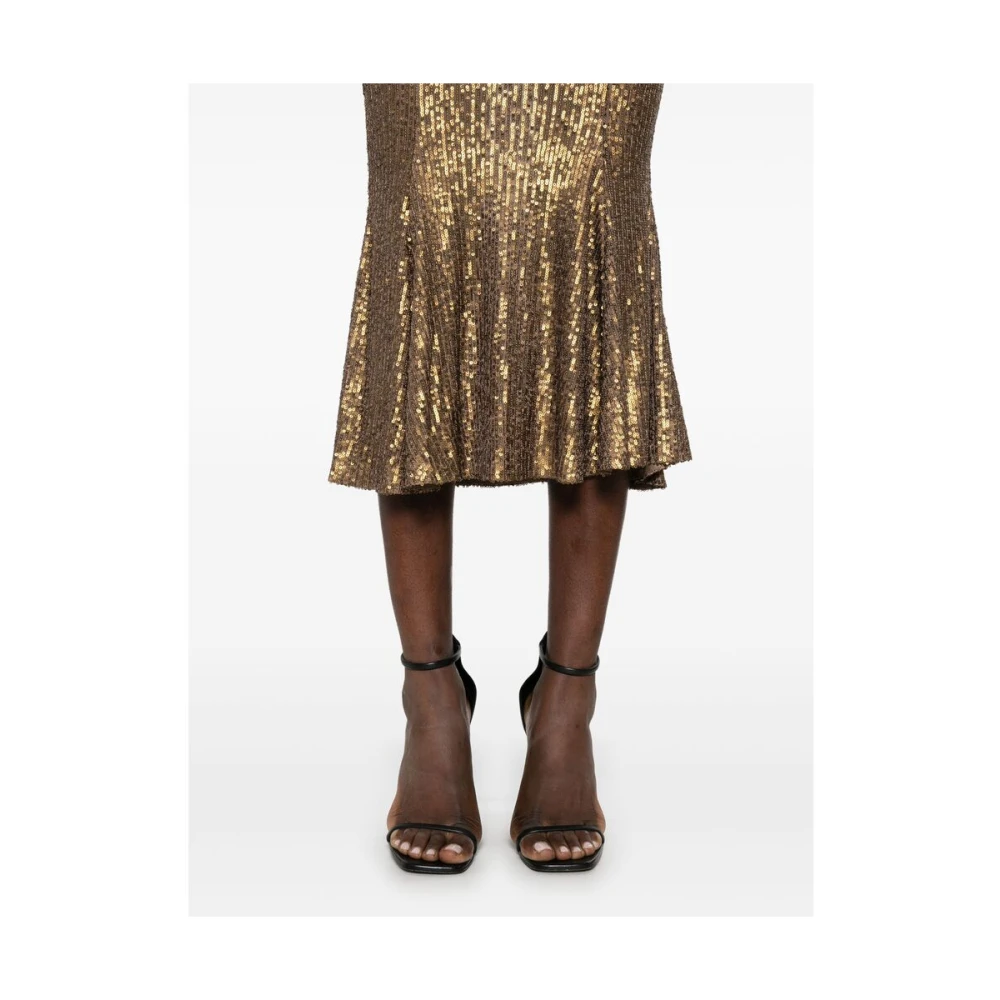 Norma Kamali Gouden Bruine Paillet Feestjurk Brown Dames