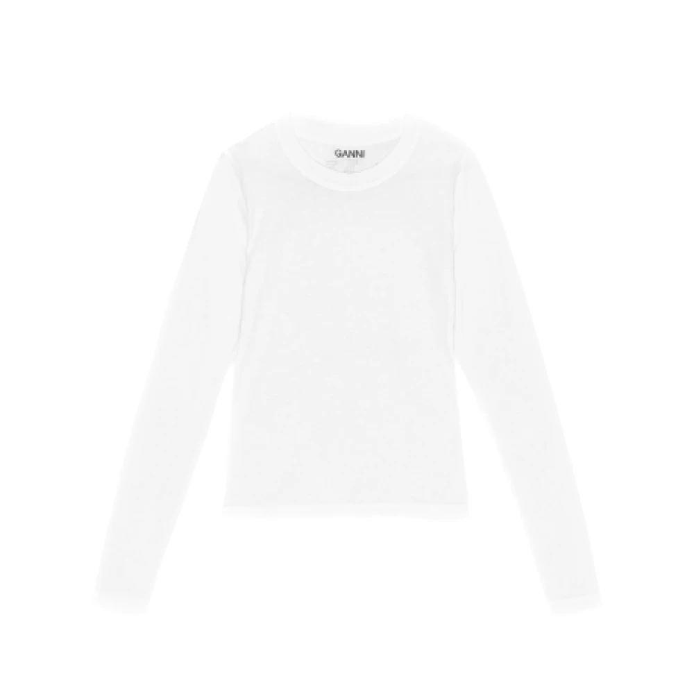 Ganni Vit Slim Fit T-shirt med Strassdesign White, Dam