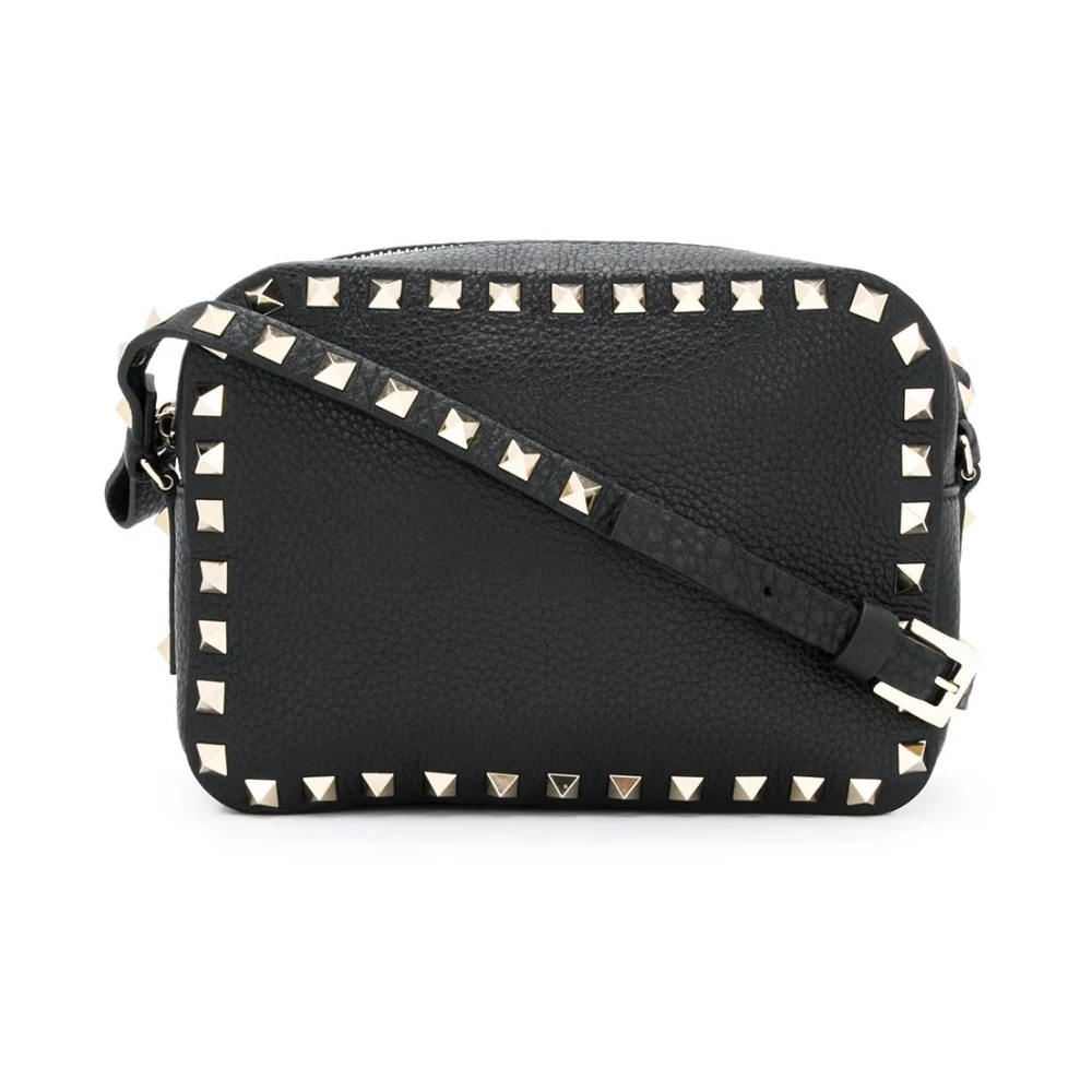 Valentino Garavani Studded Zwarte Leren Crossbody Tas Black Dames