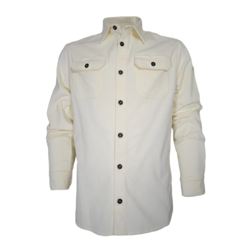 PAUL & SHARK Velvet Katoenen Overshirt Wit Lange Mouw White Heren