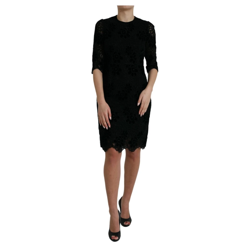 Dolce & Gabbana Donna Nero Abito In Pizzo Floreale