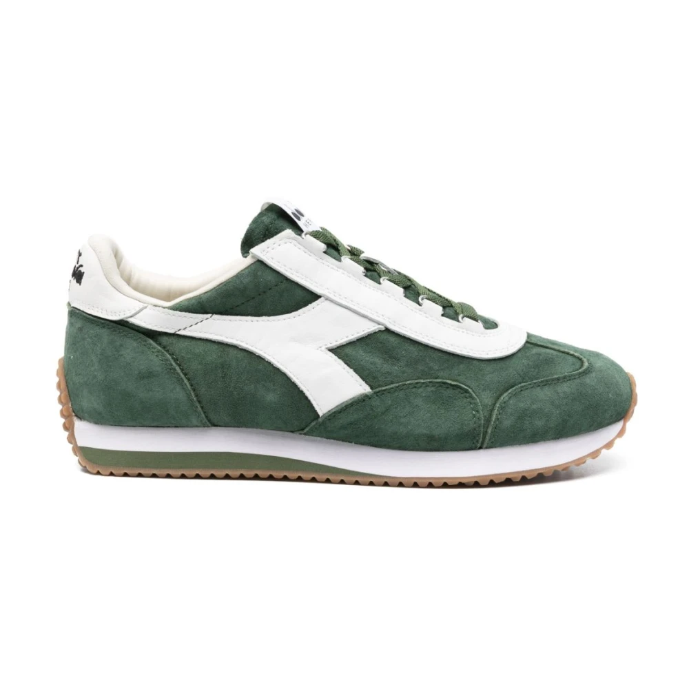 Diadora Men's Green Sneakers Lace-Up Rubber Sole
