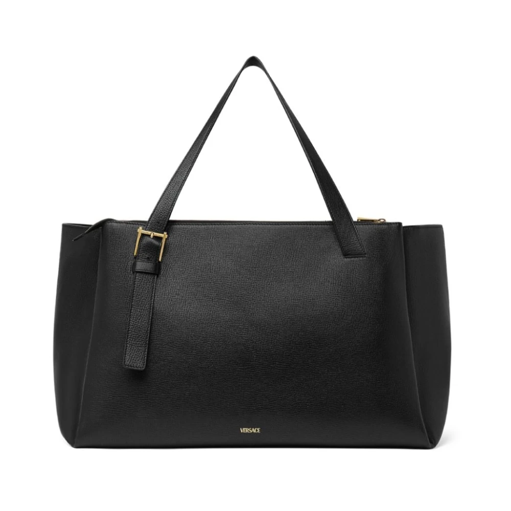 Versace Gestructureerde Leren Zwarte Tote Tas Black Heren