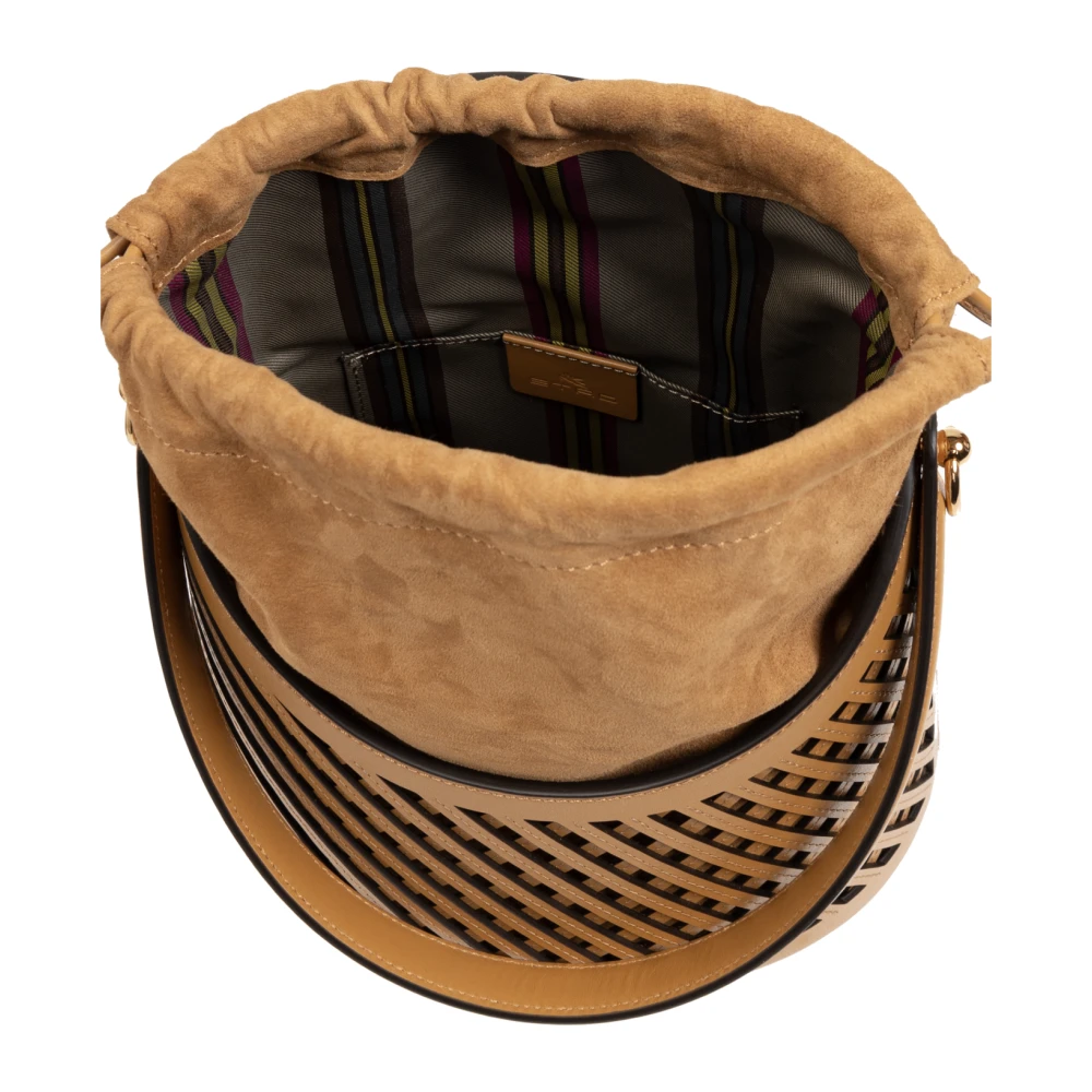 ETRO Schoudertas Saturno Medium in bucket-stijl Brown Dames