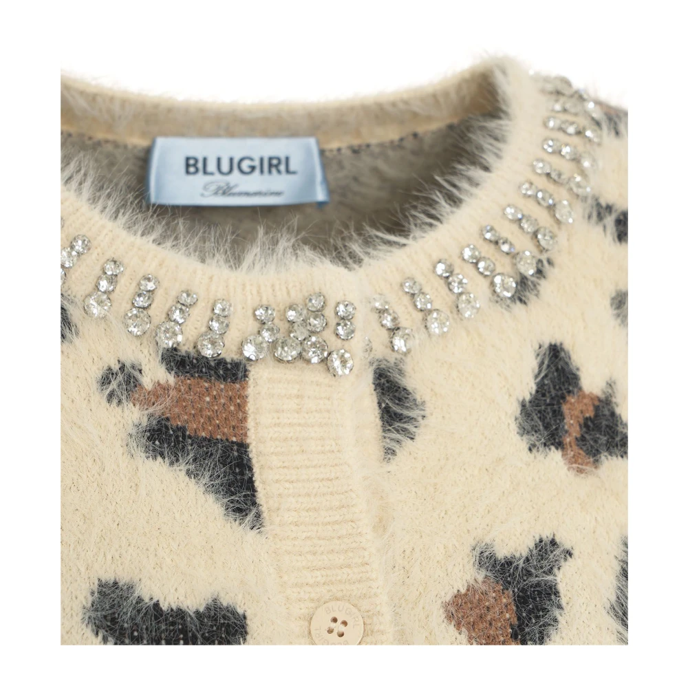 Blugirl Dierenprint Crew Neck Cardigan Beige Dames