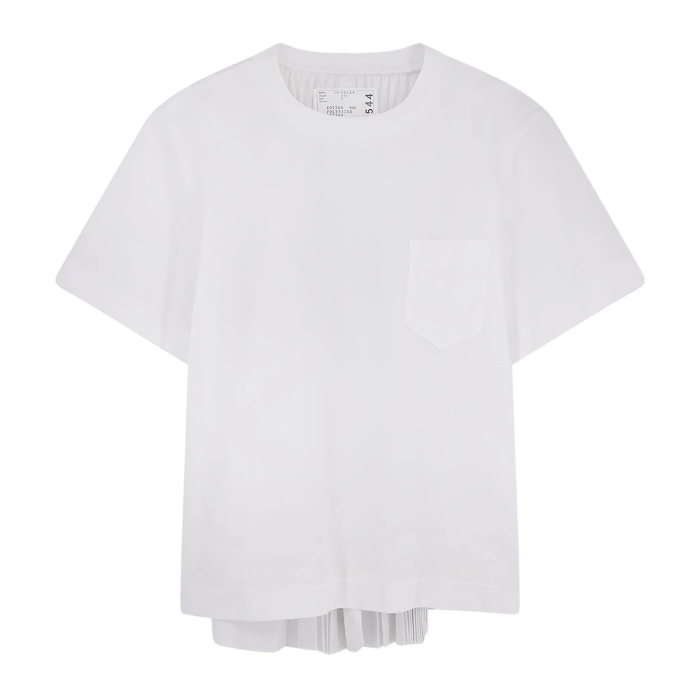 Sacai White T-Shirts, Female, S, Pleated T-Shirt