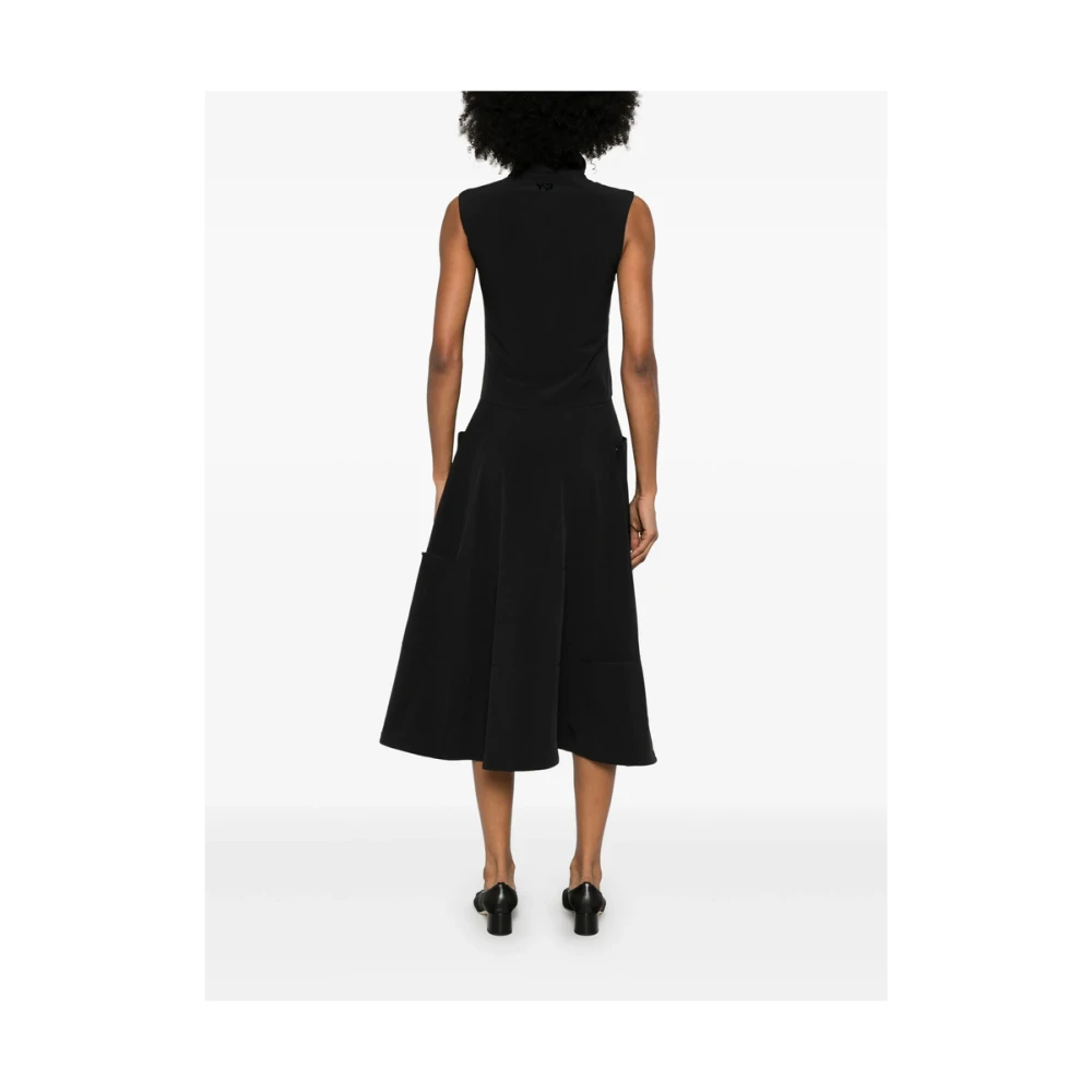Y-3 Zwarte Mouwloze Jurk met Zakken Black Dames