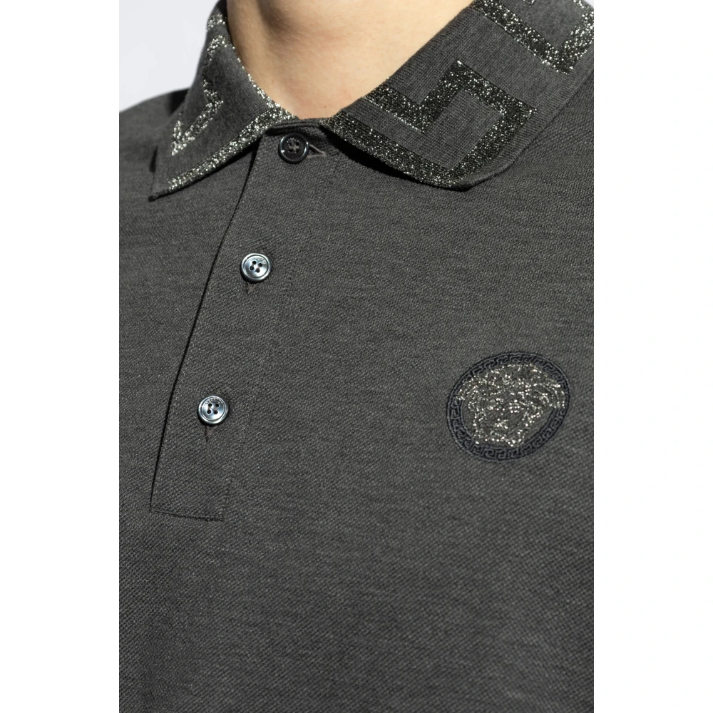 Versace Polo shirt met logo Gray Heren