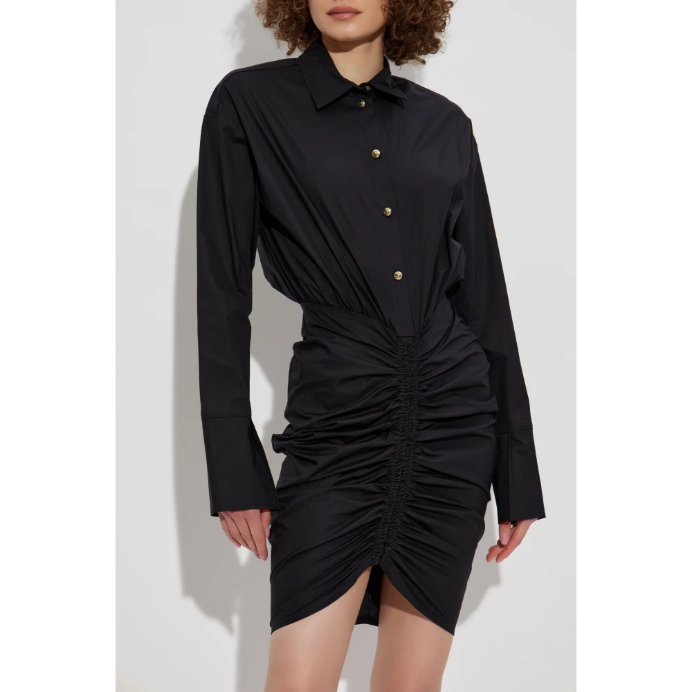 Versace Jeans Couture Jurk met voorpand drapering Black Dames