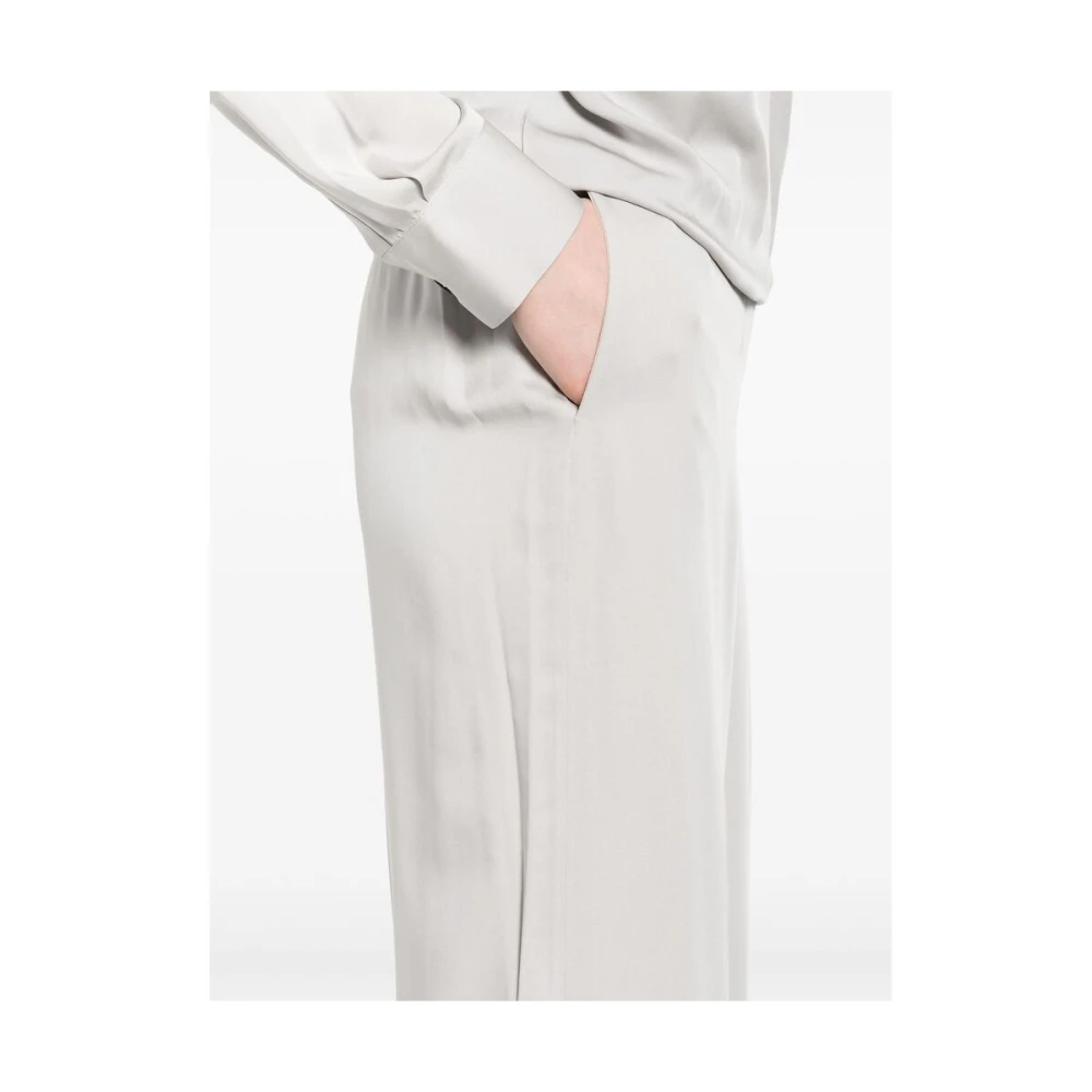 Theory Elastische taille satijnen afwerking broek Gray Dames