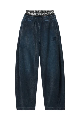 Logo Elastic Brushed Denim Sweatpant