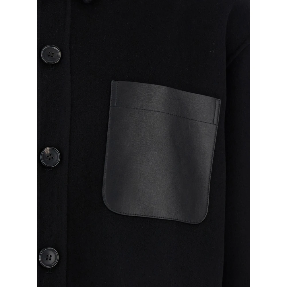 Arma Zwart Wol Shirt Leren Zak Black Heren