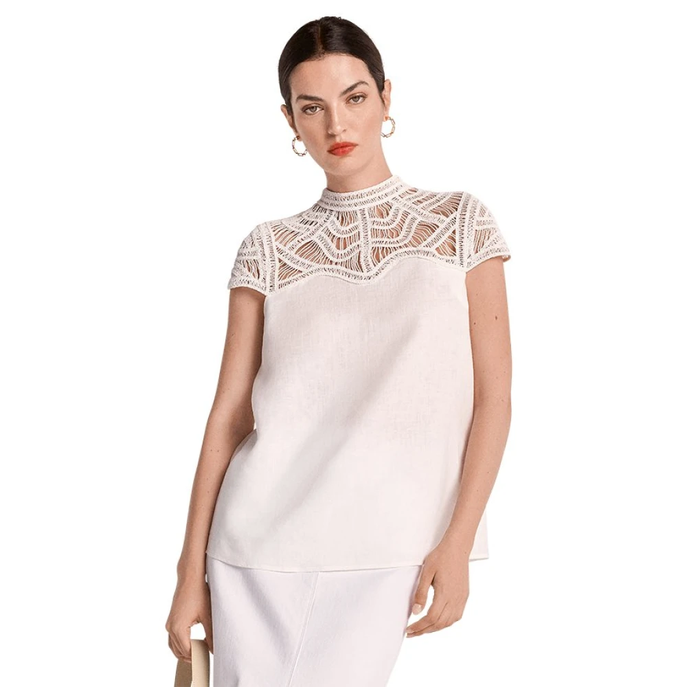 RIANI Linnen blouse met macramé ontwerp White Dames