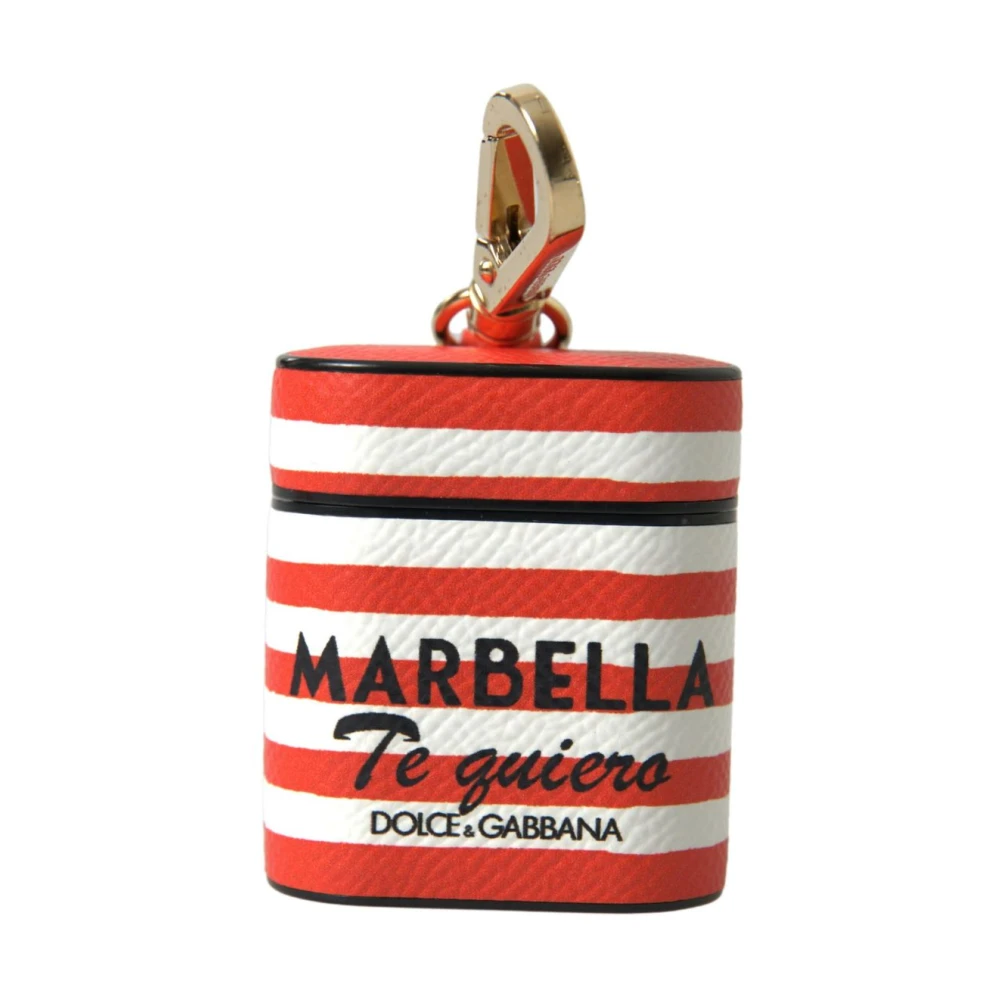 Dolce & Gabbana Unisex Multicolor Headphones, One Size, Chic Orange Striped Leather Airpods Case