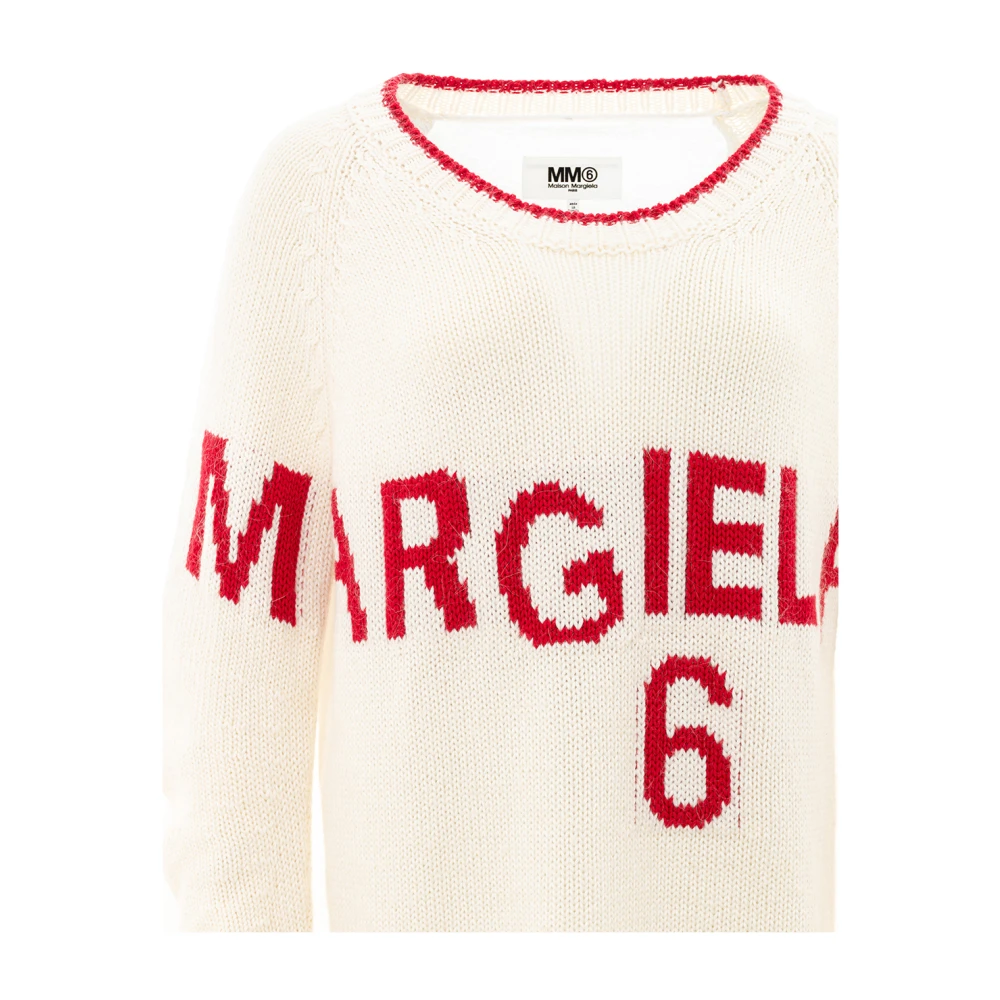 MM6 Maison Margiela Logo Print Oversized T-shirt White Dames