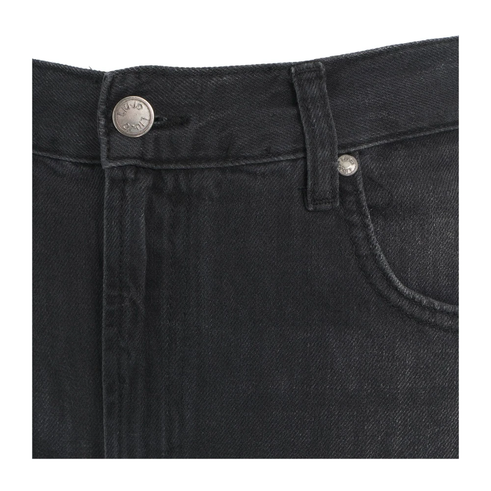 Liu Jo Wijde Jeans met Logodetails Black Dames