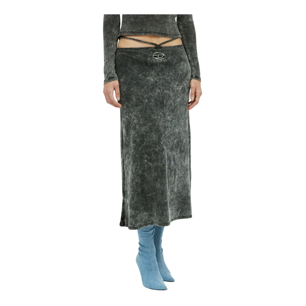 Diesel Gemarmerde Wraparound Midi Rok Gray Dames