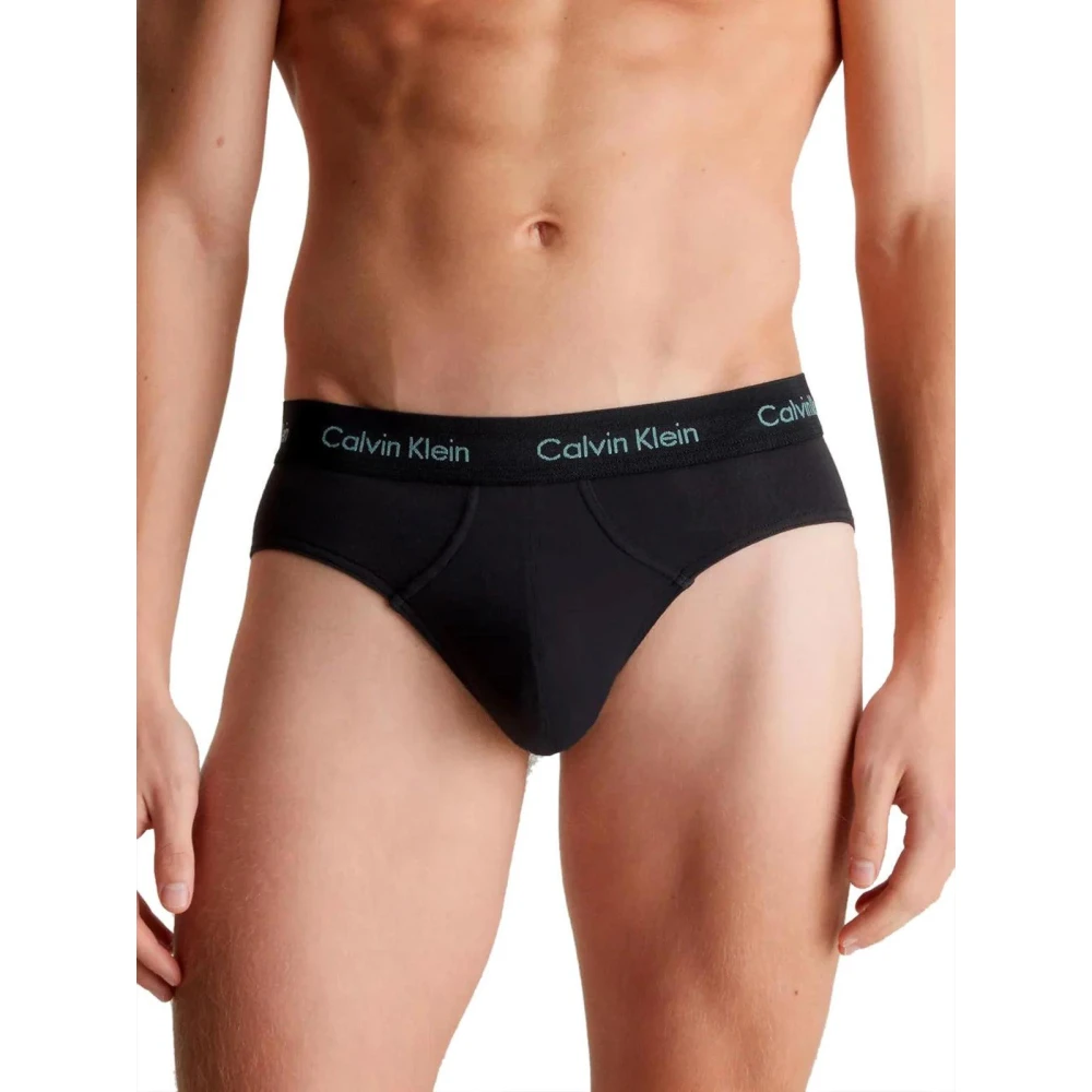 Calvin Klein Gedrukte Katoenen Stretch Briefs 3-Pack Black Heren