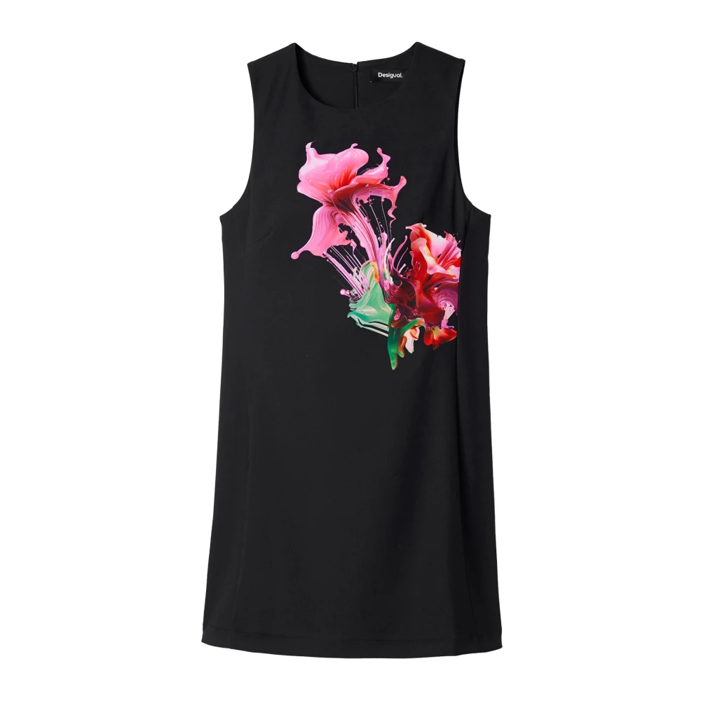 Desigual Kvinders Sort Kjole, Dame,, Polyester, Phoenix Vest Efterår/Vinter Kollektion Extra Lille