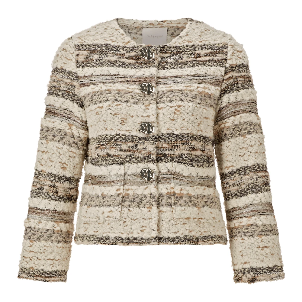 Rich & Royal Stijlvolle Bouclé Jas Multicolor Dames