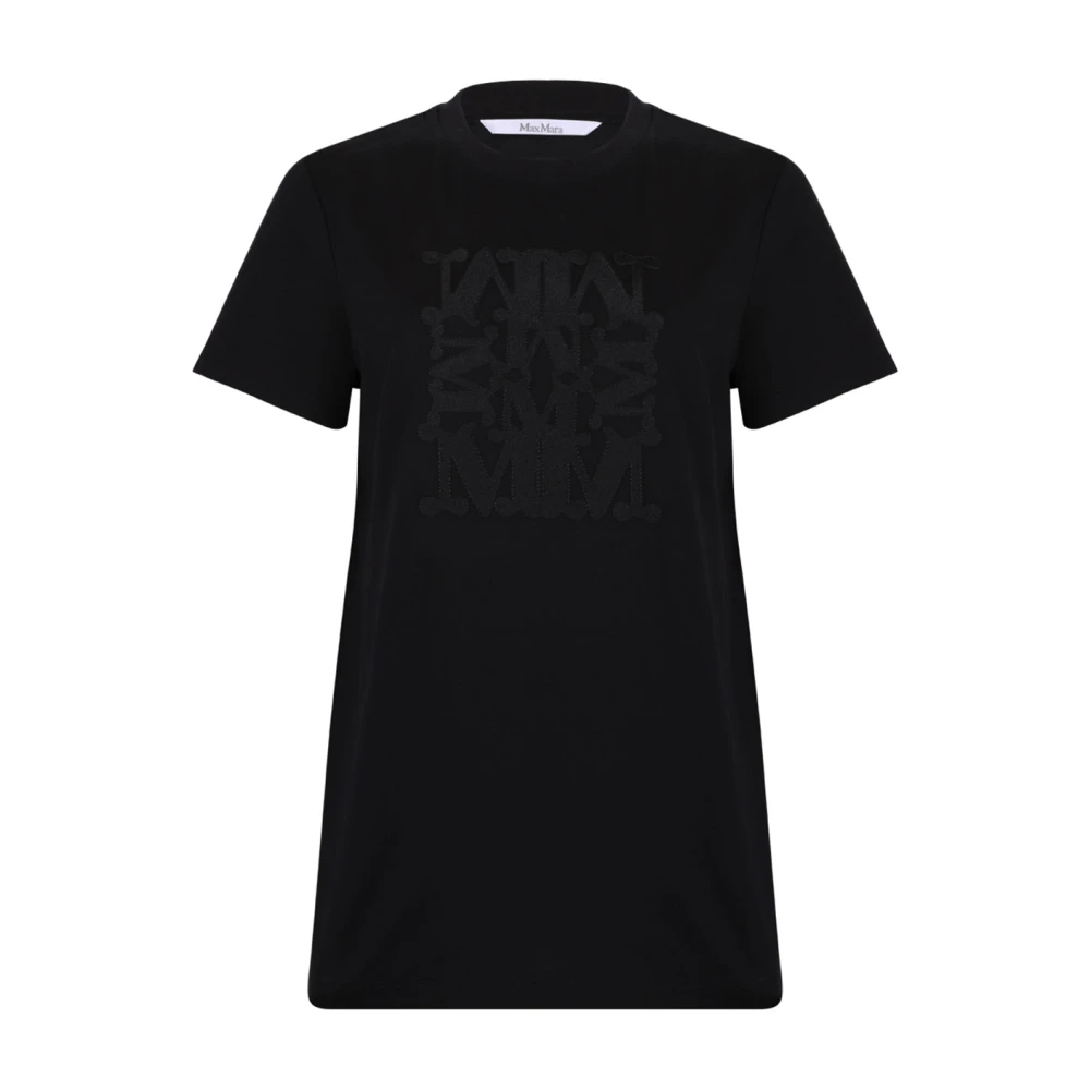 Max Mara Black T-Shirts, Female, S, Bravo Logo-Embroidered T-Shirt
