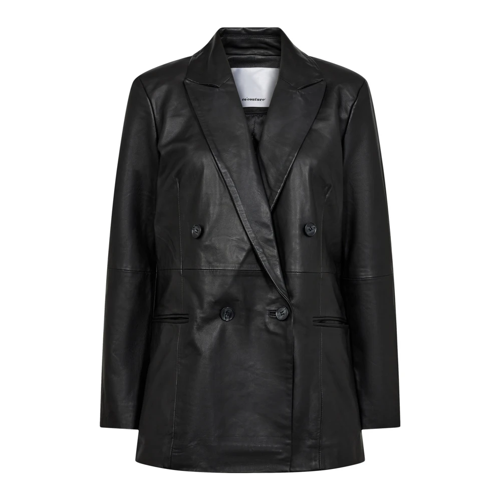 Co'Couture Leren Oversized Blazer Black Dames