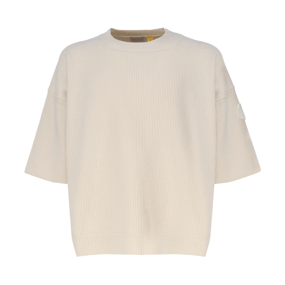 Moncler Witte Wol Trui Cirkel Brioche Steek White Heren