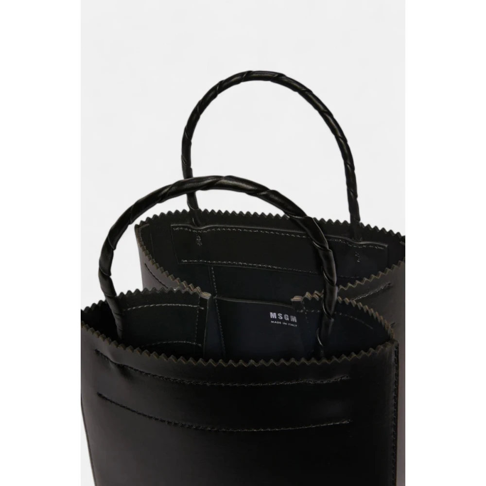 Msgm Kleine leren tote tas Black Dames