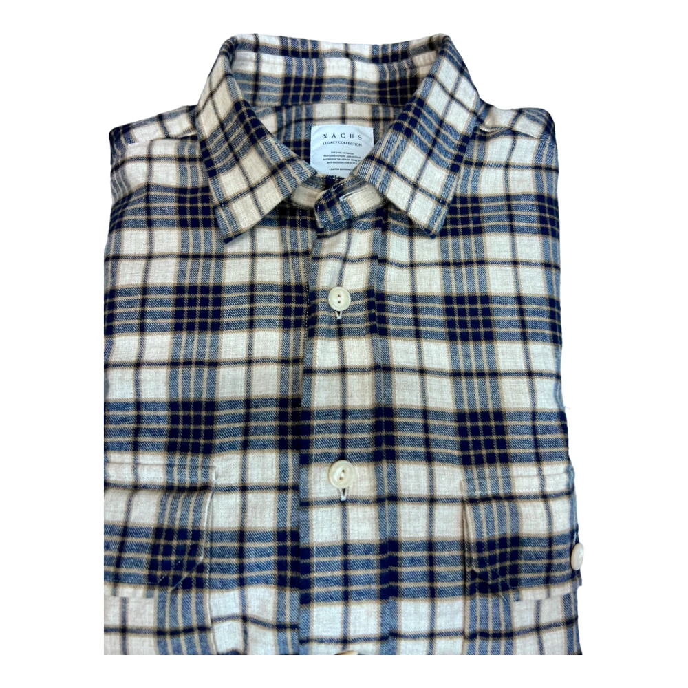 Xacus Katoenen Flanellen Geruite Shirt Blauw Blue Heren