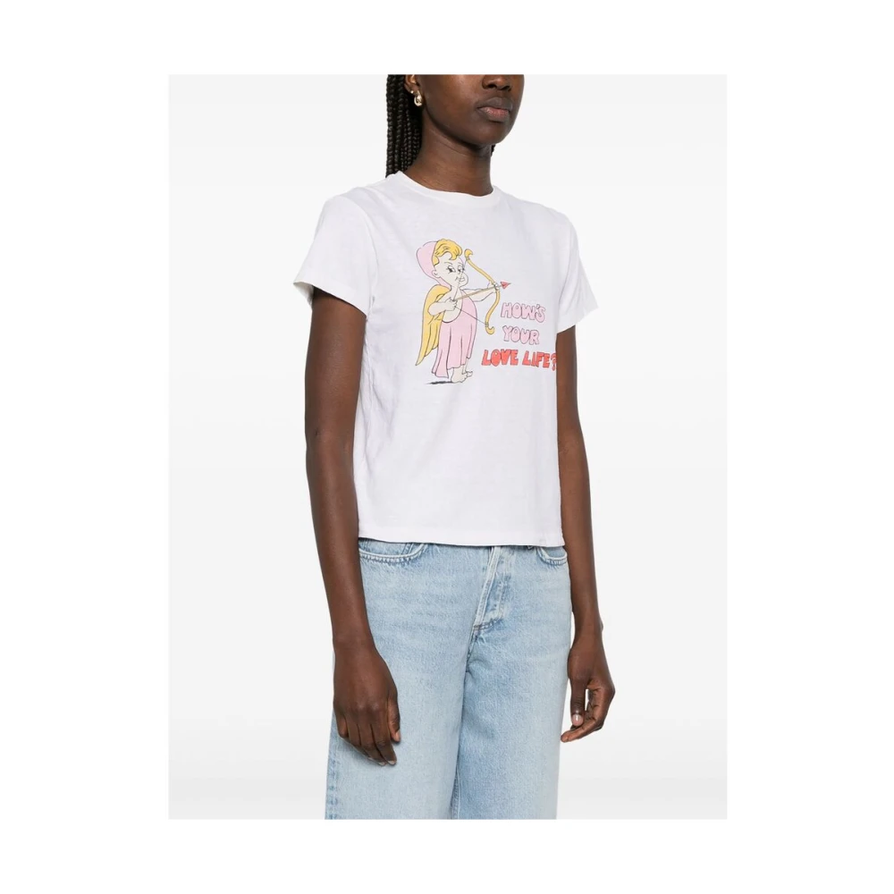 Re Done Illustratie-stijl Print Wit T-shirt White Dames