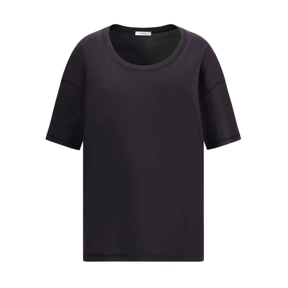 Lemaire Monochrome Geribbelde Katoenen Crew Neck T-Shirt Black Dames