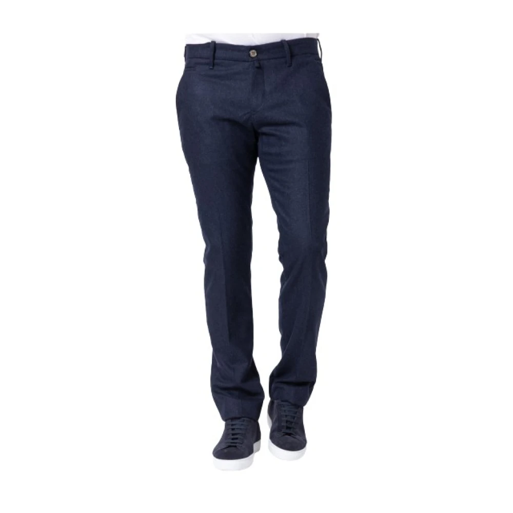Jacob Cohën Uomo Blu Pantaloni Slim Fit In Flanella Navy