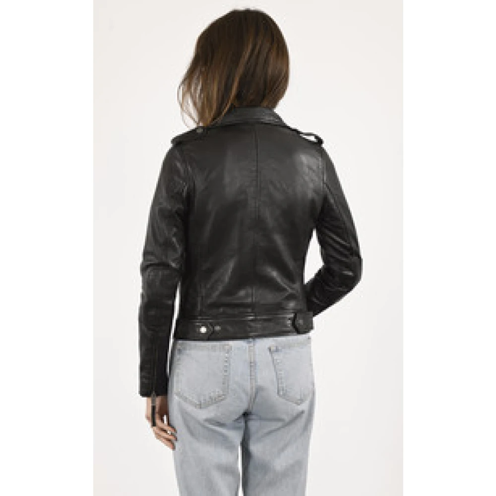 La Canadienne Zwarte Lam Leren Jas Black Dames