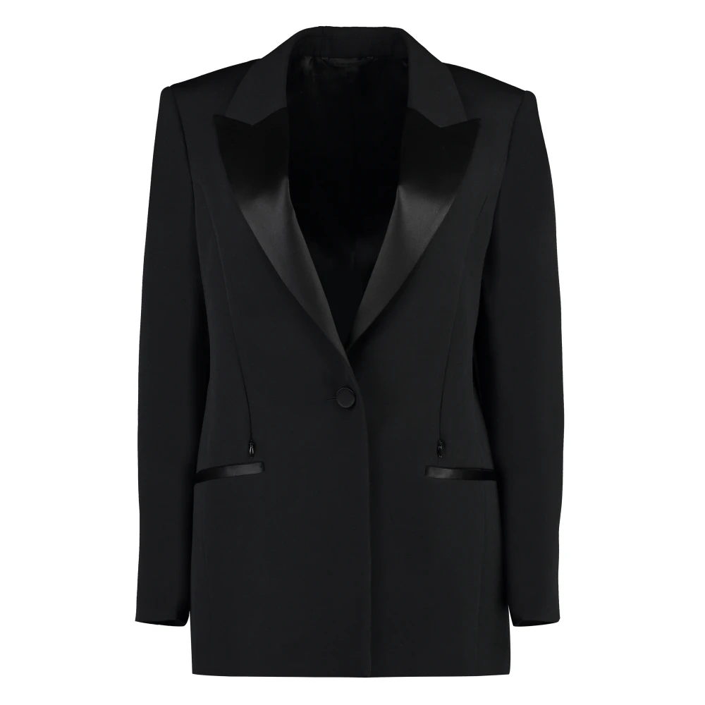 Givenchy Zwarte Smokingjas met Satijnen Details Black Dames