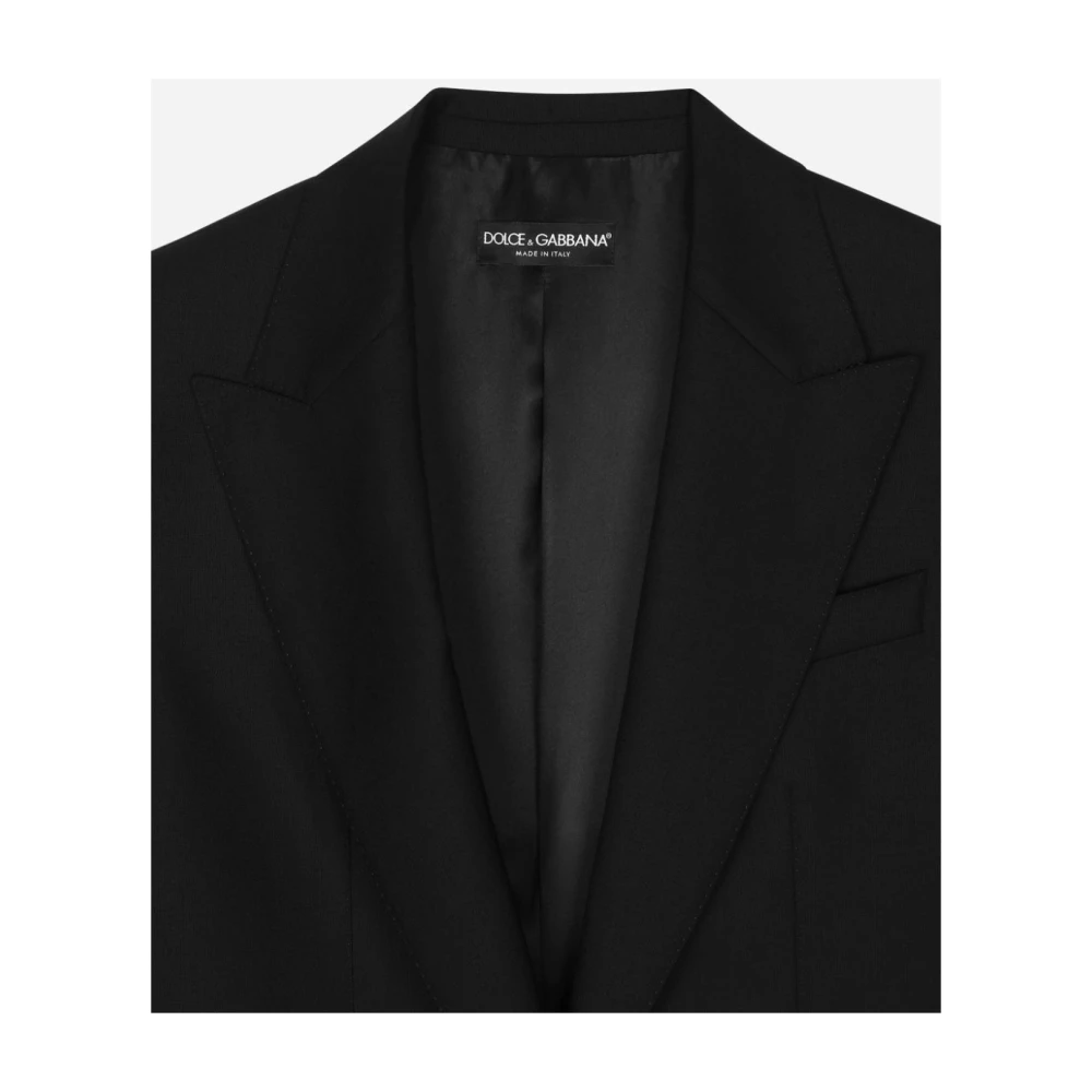 Dolce & Gabbana Zwarte Jassen met Peak Revers Black Dames