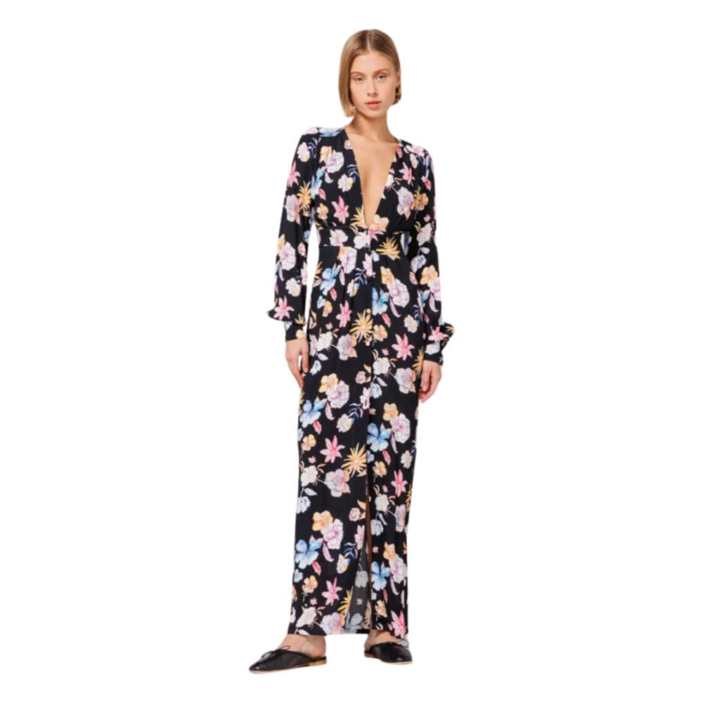 Mar De Margaritas Bloemenjurk met lange halslijn Multicolor Dames