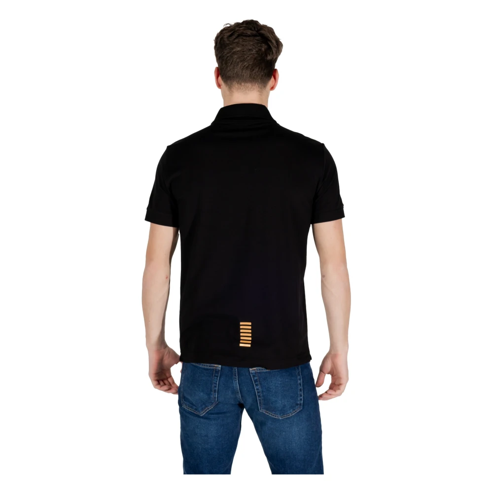 Emporio Armani EA7 Zwarte Katoenen Poloshirt Lente Zomer Black Heren