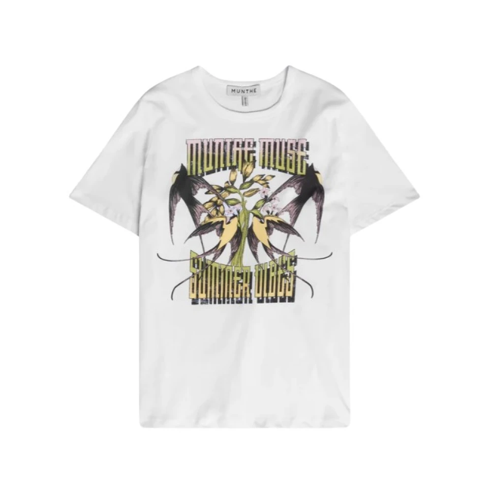 Munthe Wit Organisch Katoen Grafische Print T-Shirt White Dames