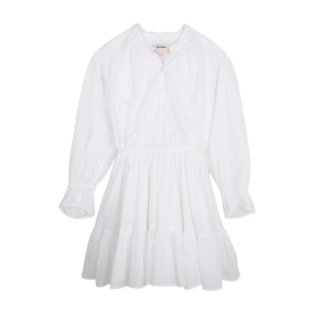 Zadig & Voltaire Girls White Dresses, 8 Y, Abito Con Ruches