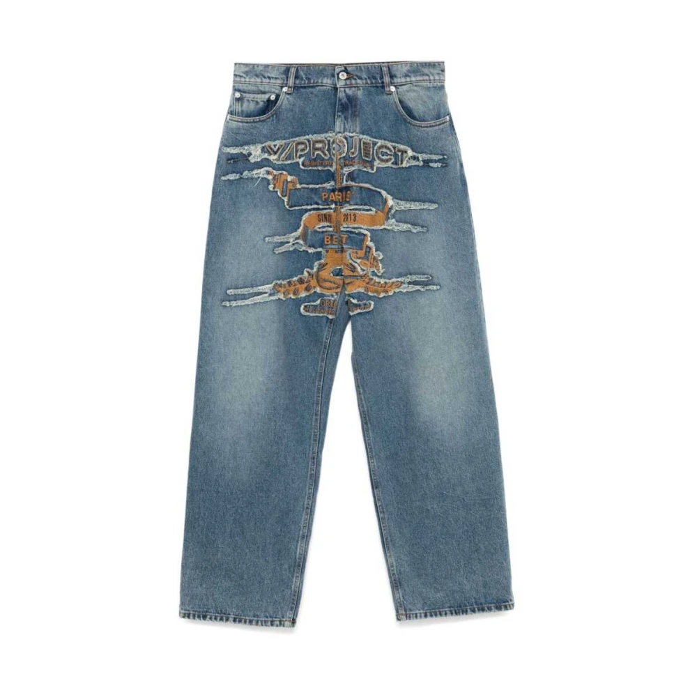 Y Project Blauwe Denim Wide Leg Jeans Blue Heren