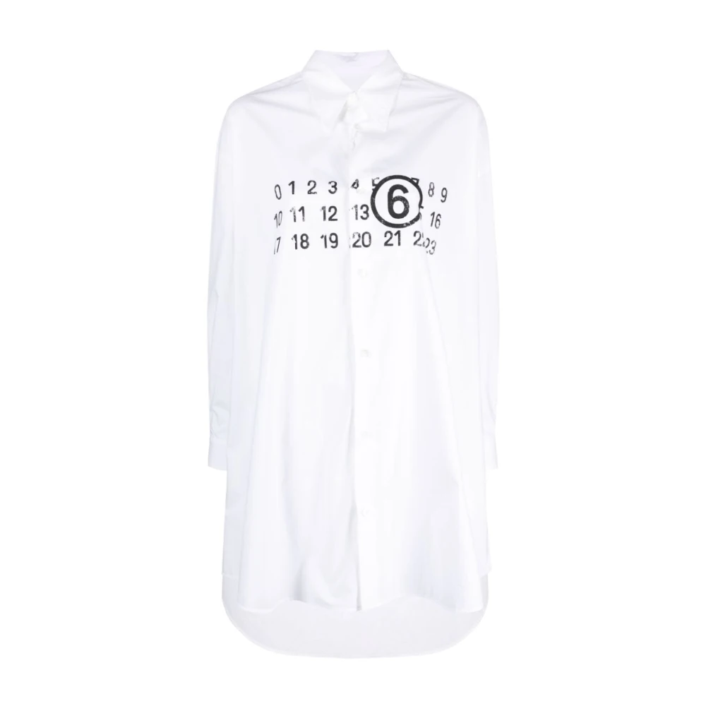 MM6 Maison Margiela Oversize Dropped-Shoulder Shirt Dress White Dames