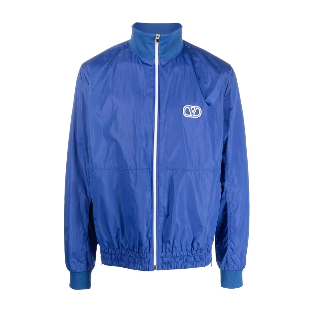 Valentino Men's Blue Light Jackets, M, Nylon Zip Up Sweatshirt
